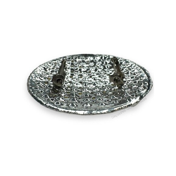 Silver Tone Aurora Borealis Crystal Circle Brooch - Picture 7 of 10